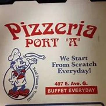 A sign for pizzeria port ' a