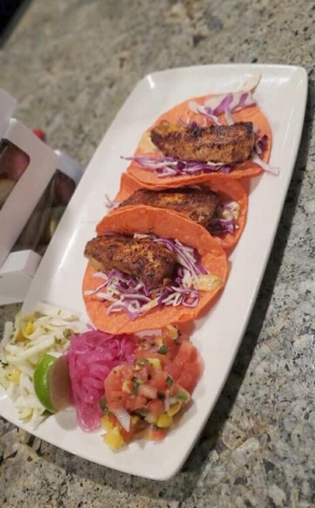 A plate of food on the table
